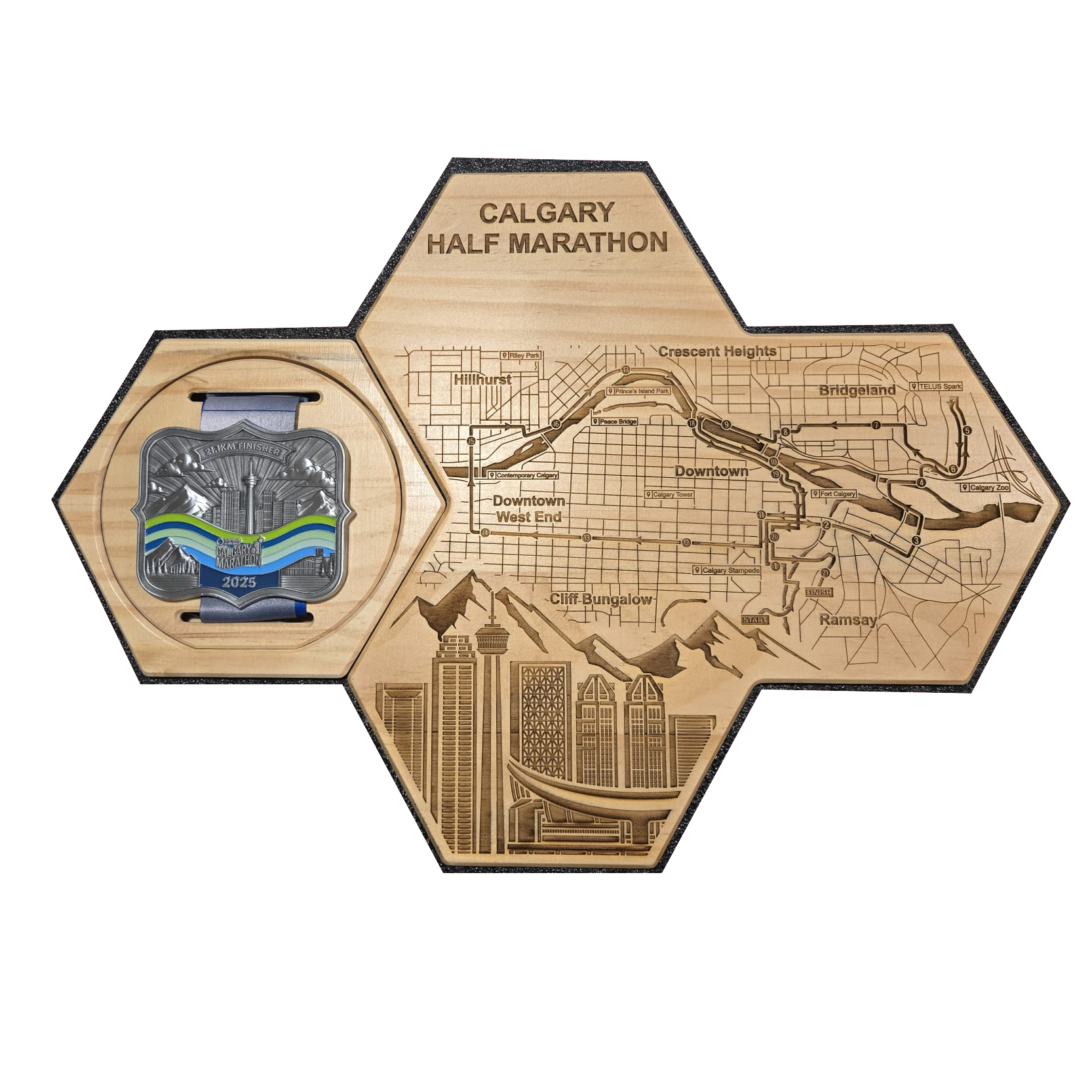 Calgary Half Marathon Medal Display